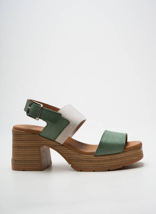 Sandale/pantofi decupați semi compensat toc de 7 la 9 cm verde PAULA URBAN femme
