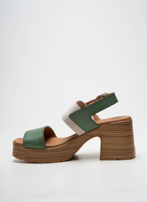 Sandale/pantofi decupați semi compensat toc de 7 la 9 cm verde PAULA URBAN femme