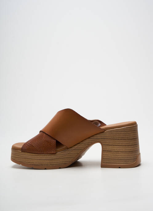 Mulete/saboți semi compensat toc de 7 la 9 cm maro PAULA URBAN femme