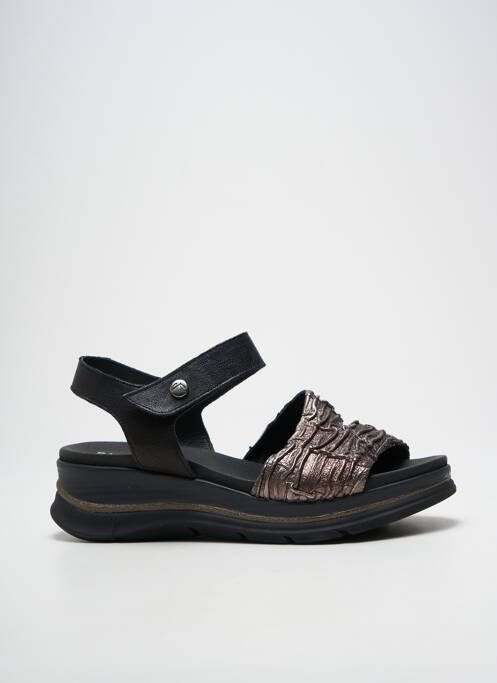 Sandale/pantofi decupați țesătură satinată toc de 4 la 6 cm negru PAULA URBAN femme