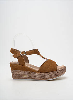 Sandale/pantofi decupați toc platformă toc de 7 la 9 cm maro GEO-REINO femme