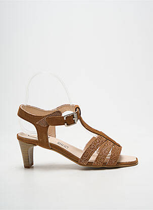 Sandale/pantofi decupați țesătură satinată toc de 4 la 6 cm maro GEO-REINO femme