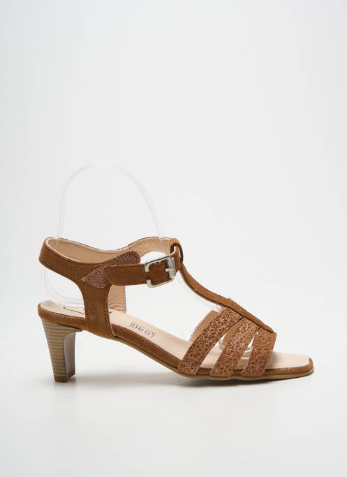 Sandale/pantofi decupați țesătură satinată toc de 4 la 6 cm maro GEO-REINO femme