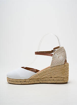 Espadrile vârf rotund toc de 7 la 9 cm alb PINAZ femeie