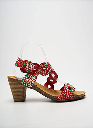 Sandale/pantofi decupați țesătură satinată toc de 7 la 9 cm roșu KADANCIA femme