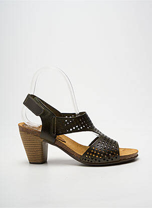 Sandale/pantofi decupați țesătură satinată toc de 7 la 9 cm verde KADANCIA femme