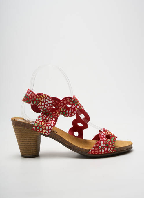 Sandale/pantofi decupați țesătură satinată toc de 7 la 9 cm roșu KADANCIA femme