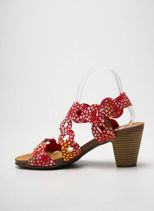 Sandale/pantofi decupați țesătură satinată toc de 7 la 9 cm roșu KADANCIA femme