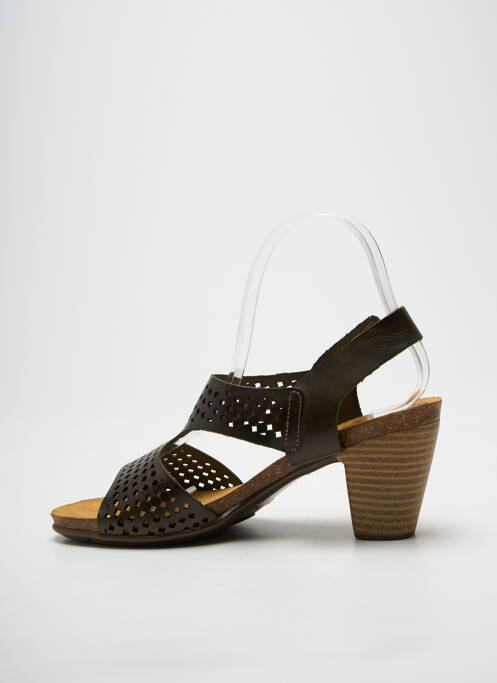 Sandale/pantofi decupați țesătură satinată toc de 7 la 9 cm verde KADANCIA femme