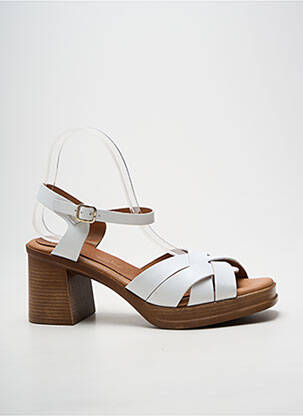 Sandale/pantofi decupați toc pătrat toc de 7 la 9 cm alb LOLA CANALES femme