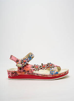 Sandale/pantofi decupați țesătură satinată toc plat până la 3 cm roșu LAURA VITA femme