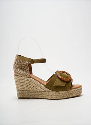 Espadrile închidere cu bride toc de 7 la 9 cm verde LOLA CANALES femme