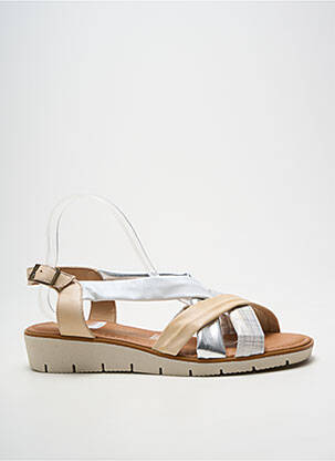 Sandale/pantofi decupați închidere cu buclă(e) toc plat până la 3 cm argintiu LOLA CANALES femme