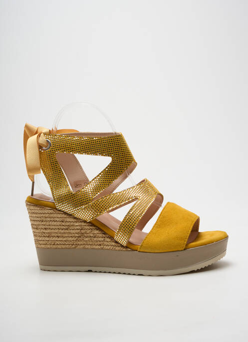 Sandale/pantofi decupați țesătură satinată toc de 7 la 9 cm galben FOLLIA DOLCE femme