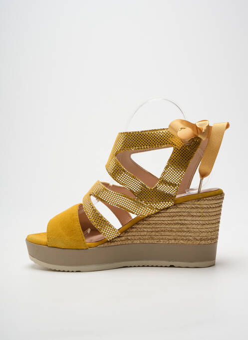 Sandale/pantofi decupați țesătură satinată toc de 7 la 9 cm galben FOLLIA DOLCE femme