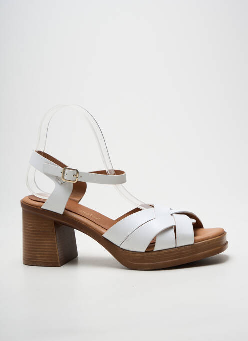 Sandale/pantofi decupați toc pătrat toc de 7 la 9 cm alb LOLA CANALES femme