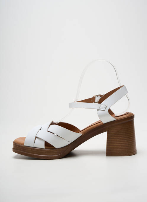 Sandale/pantofi decupați toc pătrat toc de 7 la 9 cm alb LOLA CANALES femme