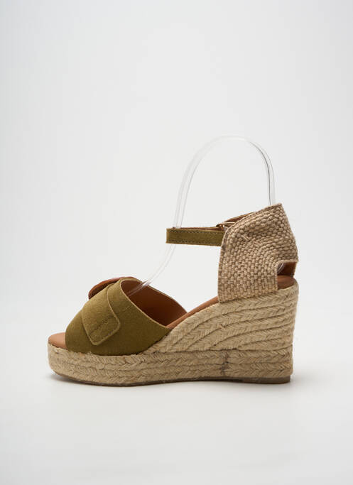 Espadrile închidere cu bride toc de 7 la 9 cm verde LOLA CANALES femme