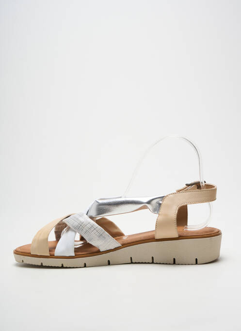 Sandale/pantofi decupați închidere cu buclă(e) toc plat până la 3 cm argintiu LOLA CANALES femme