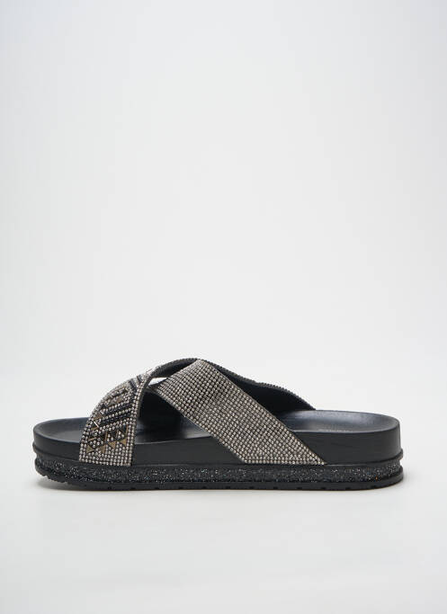 Mulete/saboți țesătură satinată toc de 4 la 6 cm argintiu BANANA MOON femme
