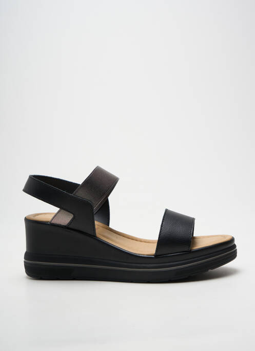 Sandale/pantofi decupați țesătură satinată toc de 7 la 9 cm negru AGORÀ femme