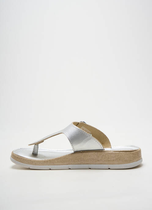 Șlapi arcadă plantară toc plat până la 3 cm argintiu AGORÀ femme