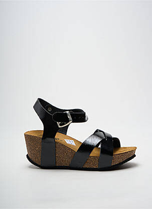 Sandale/pantofi decupați țesătură satinată toc de 4 la 6 cm negru BIO TIME femeie