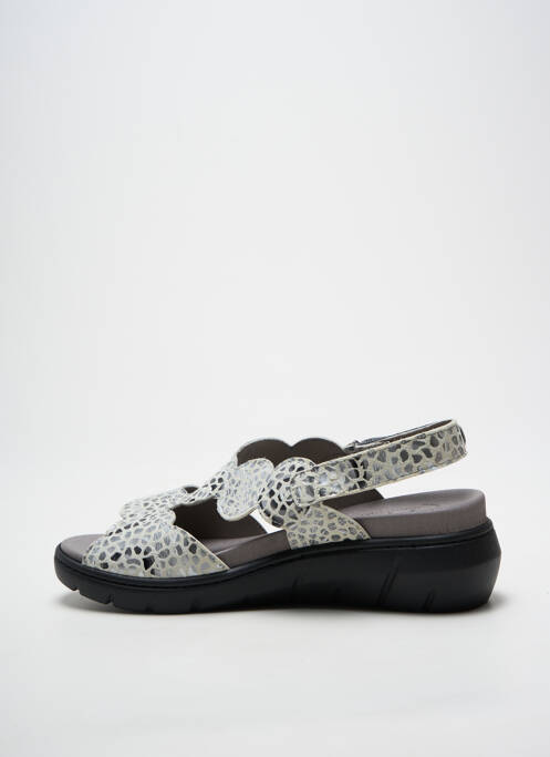 Sandale/pantofi decupați țesătură satinată toc de 4 la 6 cm gri PUCHE femme