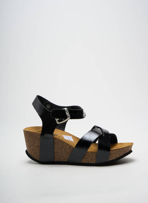 Sandale/pantofi decupați țesătură satinată toc de 4 la 6 cm negru BIO TIME femme