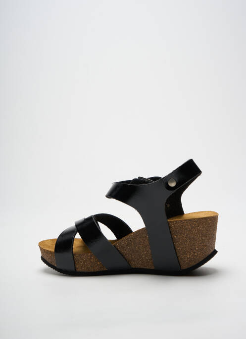 Sandale/pantofi decupați țesătură satinată toc de 4 la 6 cm negru BIO TIME femme