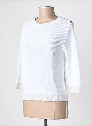 Pulover elasticitate mâneci 3/4 alb BLANC BOHEME femeie
