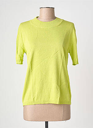 Tricou croială cambrată mâneci scurte verde BLANC BOHEME femeie