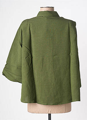 Cămașă țesătură poplin mâneci 3/4 verde BLANC BOHEME femeie