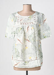 Tricou imprimeu fantezie mâneci scurte verde BLANC BOHEME femme