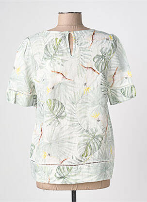 Tricou imprimeu fantezie mâneci scurte verde BLANC BOHEME femeie