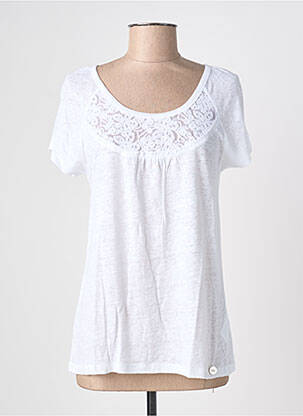 Tricou croială dreaptă mâneci scurte alb BLANC BOHEME femeie