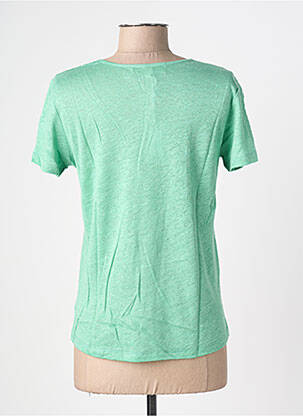 Tricou serigrafie flockată mâneci scurte verde BLANC BOHEME femeie