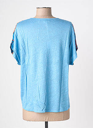 Tricou imprimeu fantezie mâneci scurte albastru BLANC BOHEME femeie