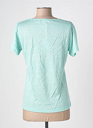 Tricou guler în v mâneci scurte albastru BLANC BOHEME femeie