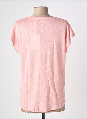 Tricou guler în v mâneci scurte roz BLANC BOHEME femeie