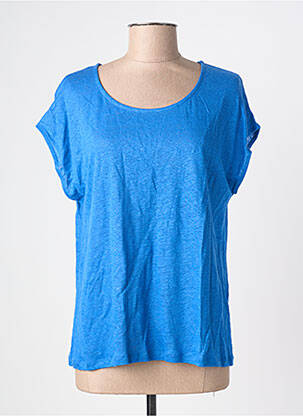 Tricou croială dreaptă mâneci scurte albastru BLANC BOHEME femeie