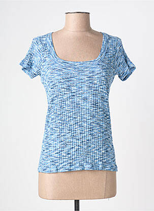 Tricou croială cambrată mâneci scurte albastru BLANC BOHEME femeie