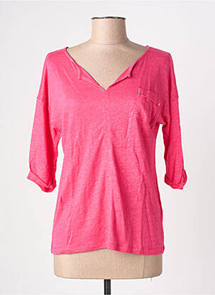 Tricou mâneci 3/4 mâneci 3/4 roz BLANC BOHEME femeie