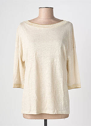 Tricou mâneci 3/4 mâneci 3/4 bej BLANC BOHEME femeie