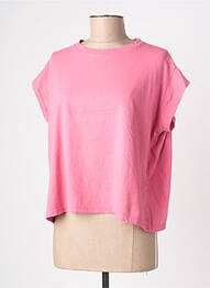 Tricou guler rotund mâneci scurte roz BLANC BOHEME femeie