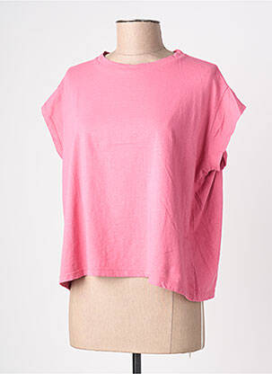 Tricou guler rotund mâneci scurte roz BLANC BOHEME femme