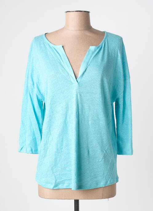 Tricou mâneci 3/4 mâneci 3/4 albastru BLANC BOHEME femme