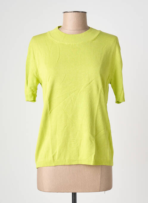 Tricou croială cambrată mâneci scurte verde BLANC BOHEME femme
