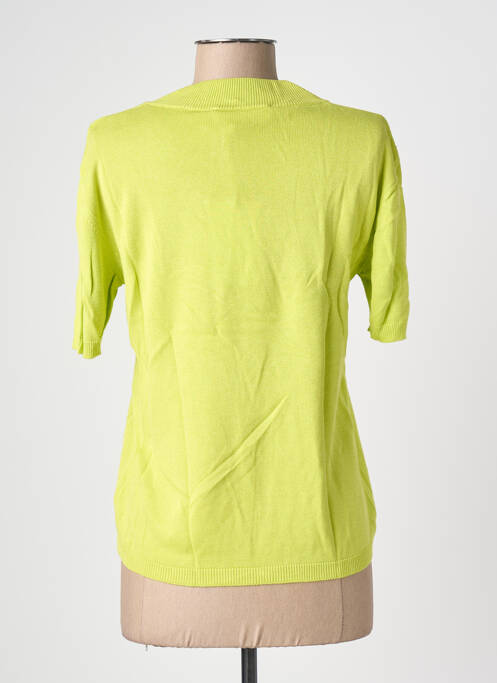 Tricou croială cambrată mâneci scurte verde BLANC BOHEME femme