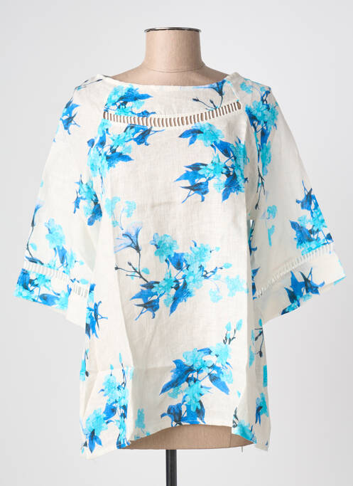 Bluză imprimeu floral mâneci scurte alb BLANC BOHEME femme